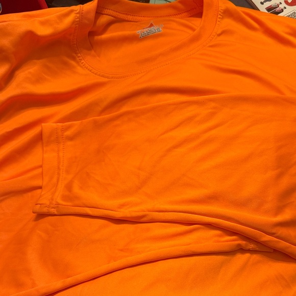 5 Hanes Cool DRI Bright Orange Long Sleeve Fishing Hunting Shirts sz 2XL - Picture 2 of 3